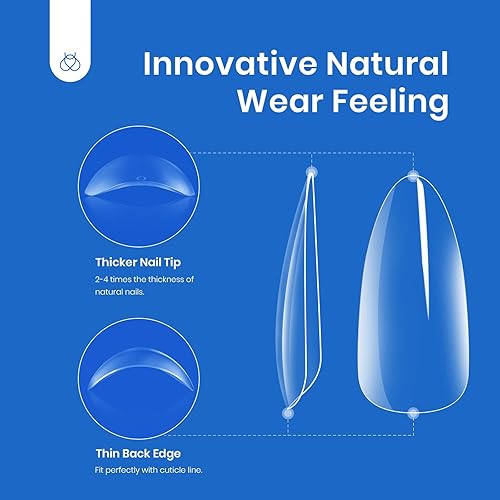 Miniatura 67 de Beetles - Kit de gel para extensión de uñas fácil de usar, 500 uñas de gel de almendra extracortas transparentes y preformadas, pegamento multiusos