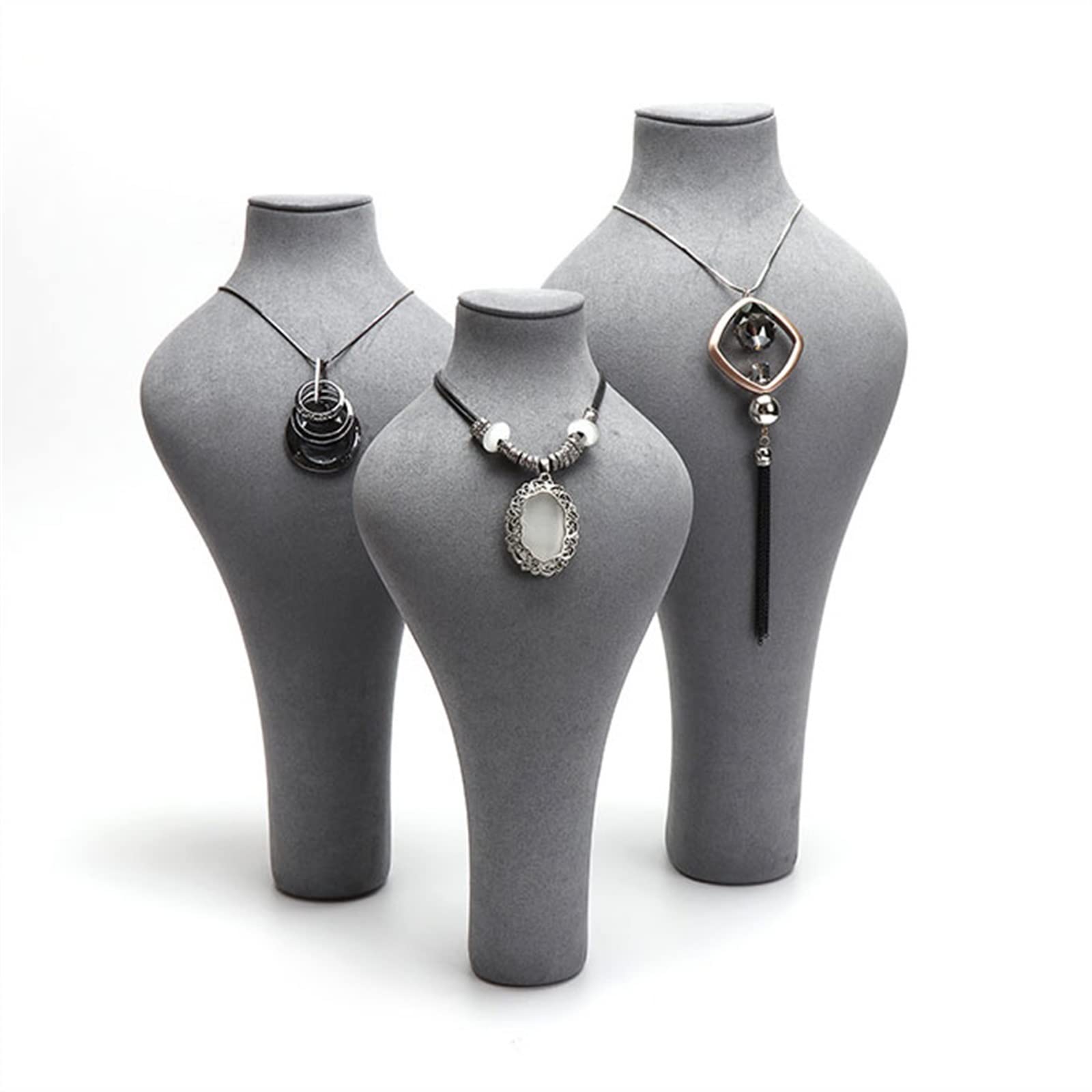 Schmuckständer, Halskettenbüste, Schmuckständer – Samt, Halskette, Anhänger, Kette, Schmuckbüste, Ständer, Aufbewahrung, Dekoration und Präsentation, Schmuck-Organizer-Halter (Farbe: Weiß