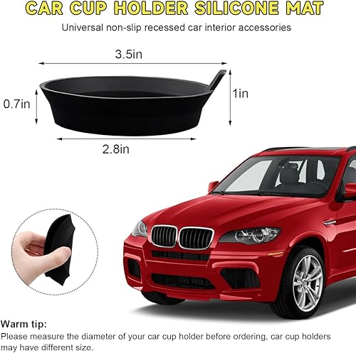 Miniatura 2 de 2 posavasos para automóvil, 2.75 pulgadas de silicona antideslizante, portavasos de inserción, tapete universal empotrado para la mayoría de