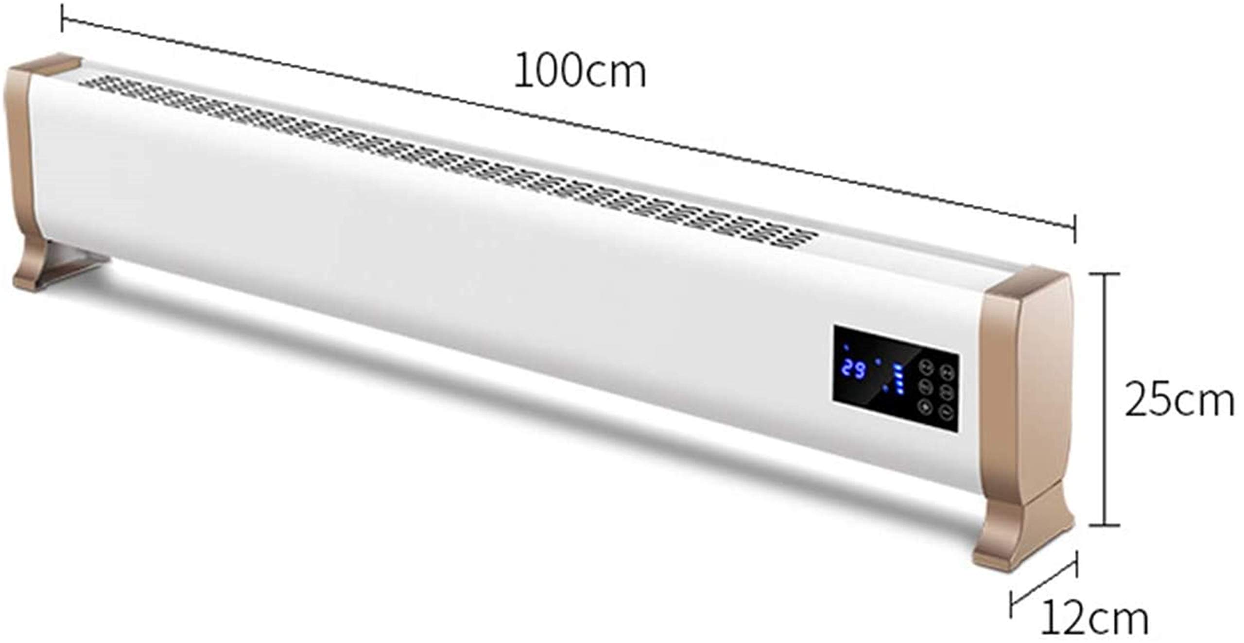 Riscaldatori elettrici elettrici Battiscopa Termoconvettore con termostato Intelligente, Timer Digitale 24 Ore, Blocco Bambini, Telecomando, per casa/conservatorio - Radiatore a battiscopa