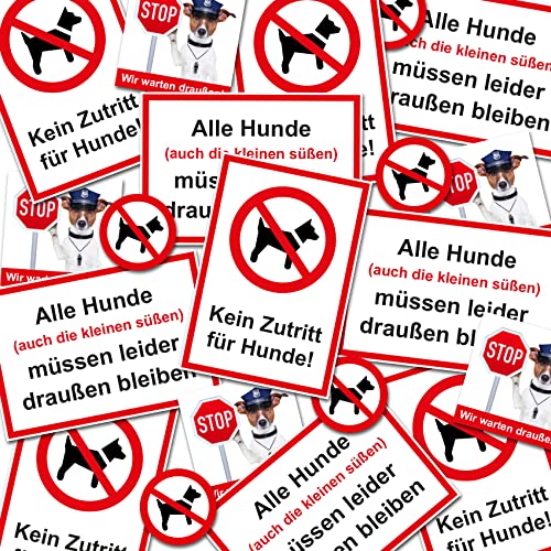 Finest Folia Hundeverbot Aufkleber Hunde verboten Tiere Sticker für Restaurant Geschäft Wohngebäude Fenster Verbot Folie selbstklebend wetterfest R198 (02 Kein Zutritt für Hunde rund)