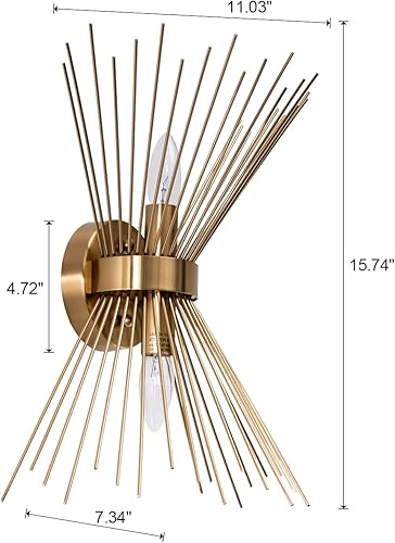 Miniatura 7 de VILUXY Mid-Century - Apliques de pared de latón antiguo, acabado de pintura, aplique de pared de noche con pantalla Starburst para dormitorio,