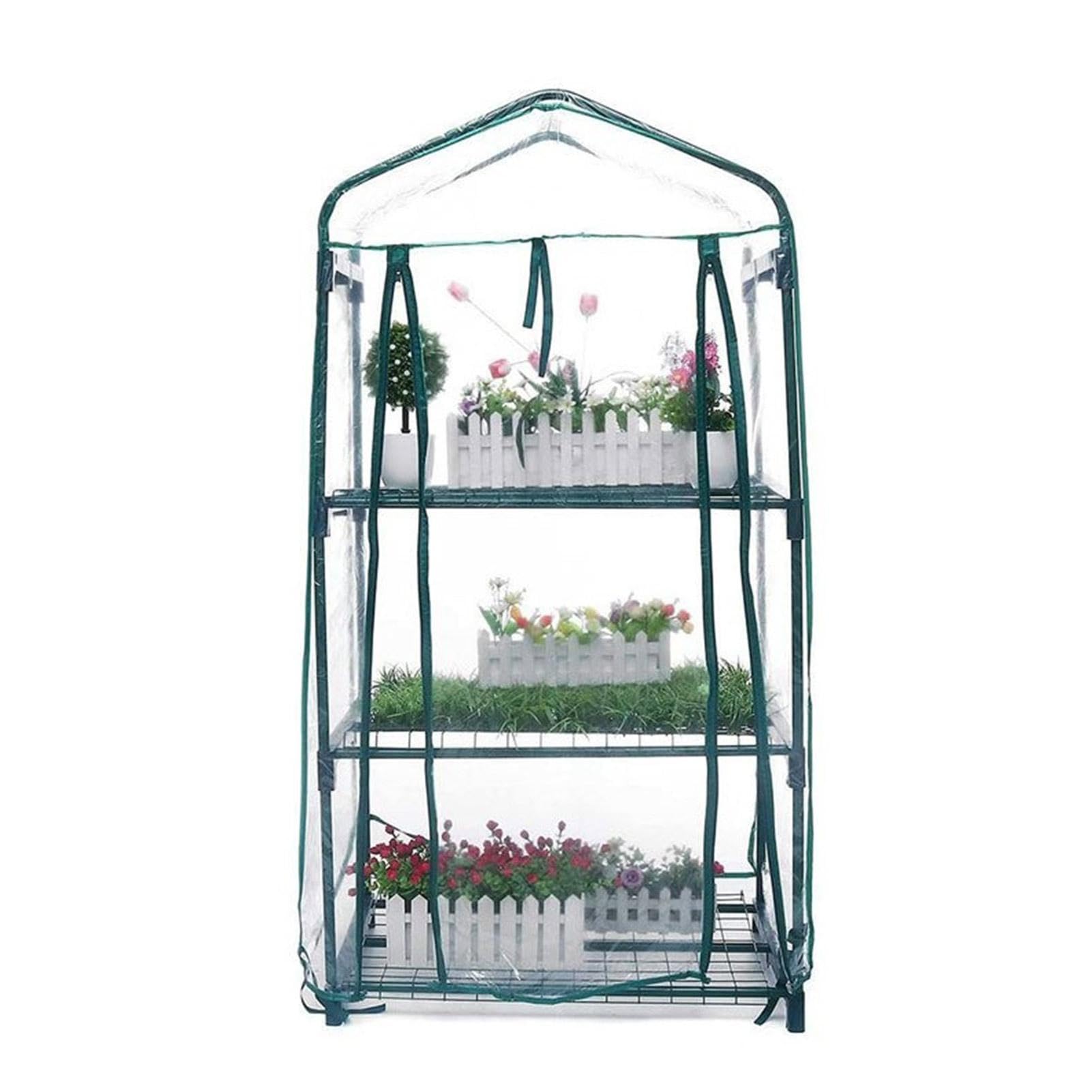 Piccola serra | Casa | Serra da giardino con ruote bloccabili | per la crescita a 3/4 piani con cerniera - Scaffali per piante in acciaio