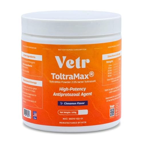 Vetr's Toltramax Toltrazuril Powder for Horses, Dogs, Cats, 100g (2.5%,