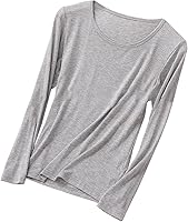 Women's Lightweight Long Sleeve Pajama Tops - Soft Crewneck Lounge T-Shirts Sleep Tunics for Comfortable Nights