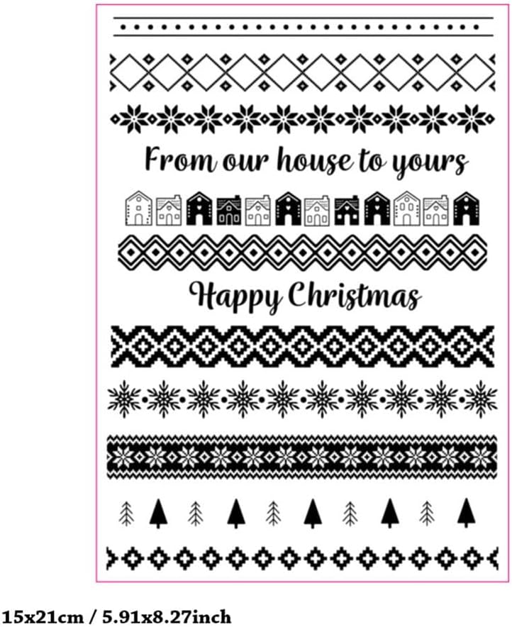 12pcs Christmas Snowflake Lace Pattern Clear Stamps House Flower Grid Lace Transparent Seal Clear Stamps for Holiday Card Making Decoration and DIY Scrapbooking Album DIY Crafts