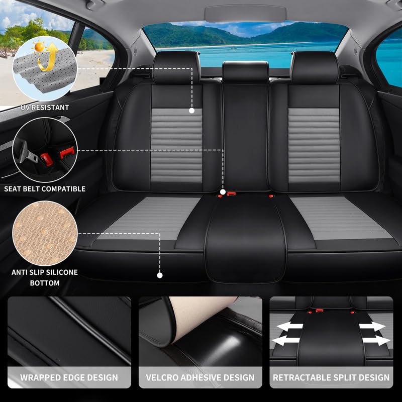 Image of Seat Covers Full Set Fit for Chevy /Chevrolet Bolt 2016-2026, BlackGray