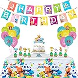 Haooryx 48Pcs Baby Animals Party Birthday Party Decorations Supplies- Happy Birthday Banner, 12'...