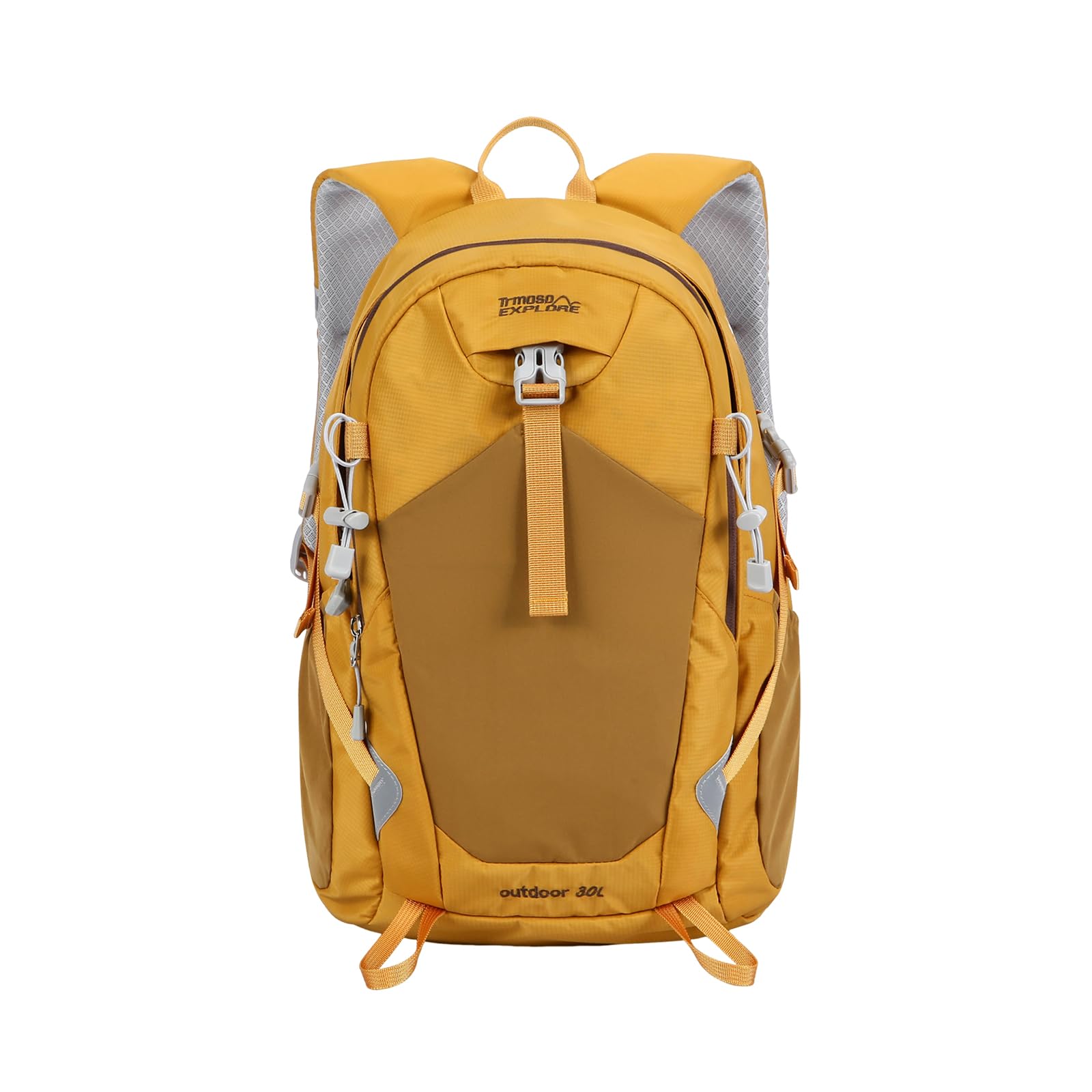 30L Wanderrucksack Wasserdicht Outdoor Tagesrucksack mit Ergonomischem Druckentlastungssystem Reflektierenden Streifen Mehrtaschen Rucksack für Camping Reisen Täglicher Gebrauch Gelb