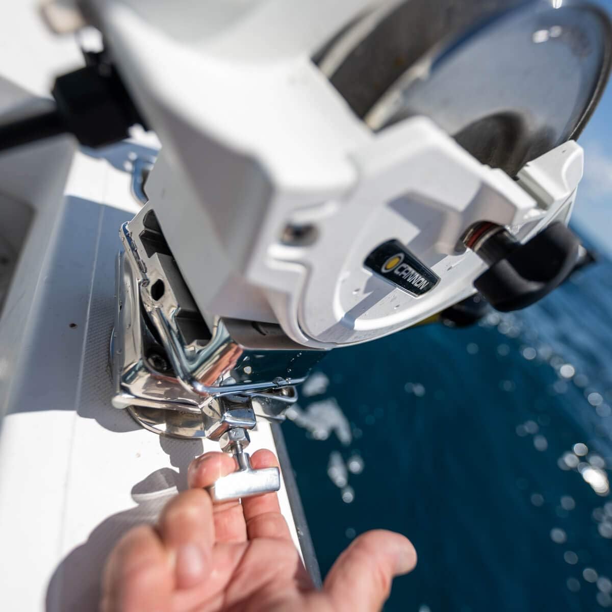 Cannon Low-Profile Swivel Downrigger Mounting Base for Boats – Stainless Steel