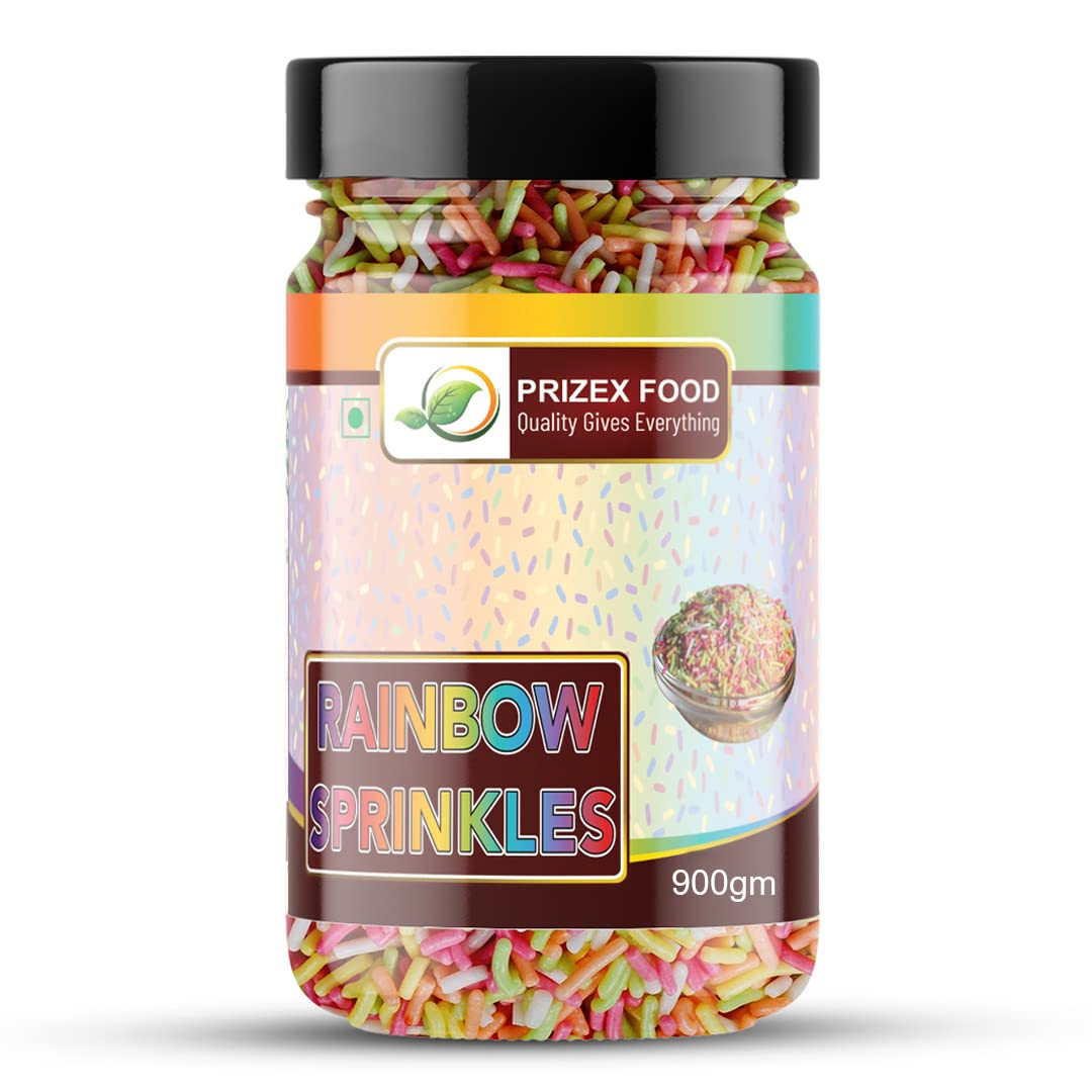 Prizex Rainbow Sprinkles,Sprinkles for Cake Decoration,Sprinkles for Cakes, Chocolate Sprinkles, Vermicelli, Sprinkles ,900gm