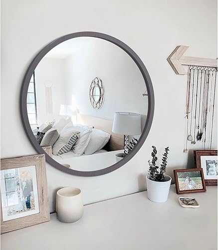 Miniatura 6 de Espejos redondos grandes para espejo circular de pared para baño, espejo redondo con marco de madera de 24 pulgadas para baño, espejo de maquillaje