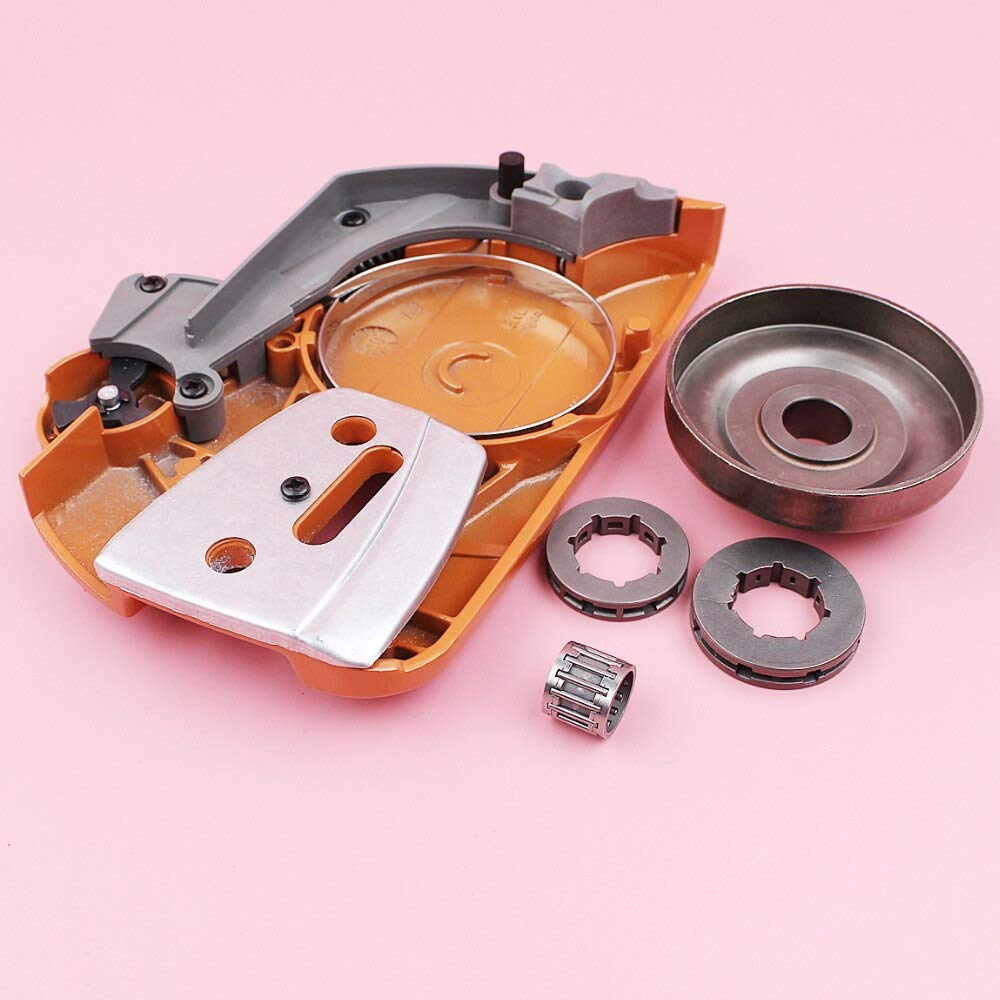 Cubierta de embrague de freno de cadena compatible con Husqvarna 340 345 350 351 353 embrague tambor piñón llanta aguja cojinete Kit motosierra pieza de repuesto (Color : China)