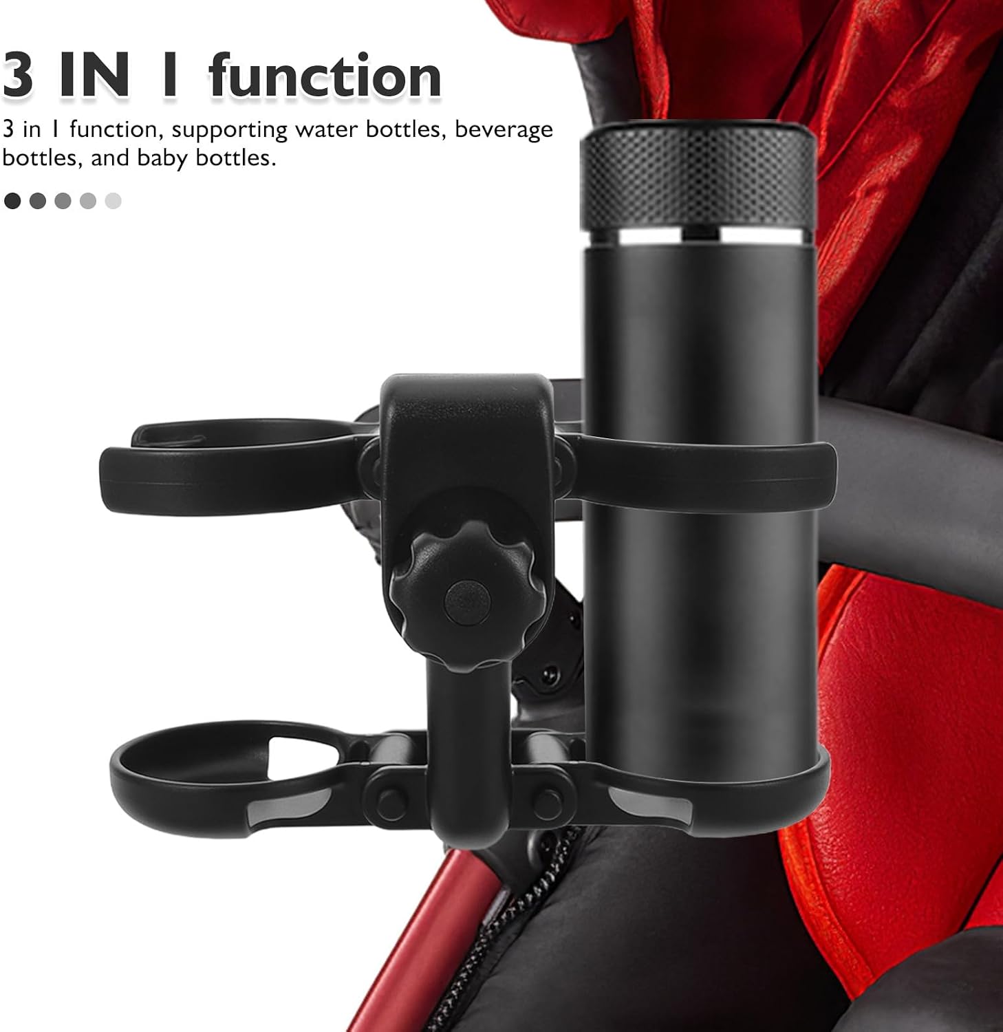 Yardwe Removable Stroller Cup Holder for Prams Universal Drink Bottle Organizer Water Bottle Holder Baby Carriage Pushchair Accessories for Walkers and Wheelchairs Black