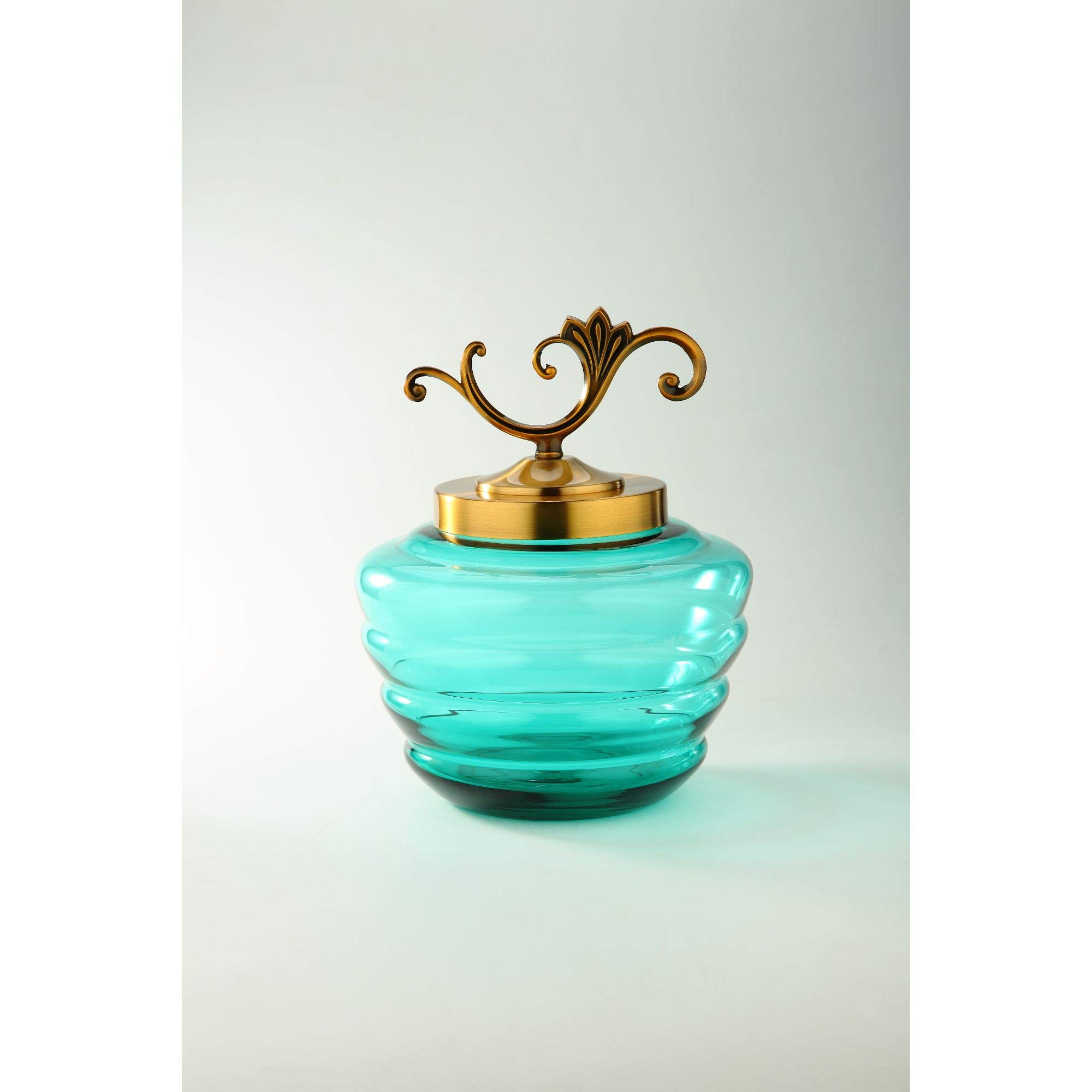 Bocal en verre soufflé décoratif bleu et vert pour salon