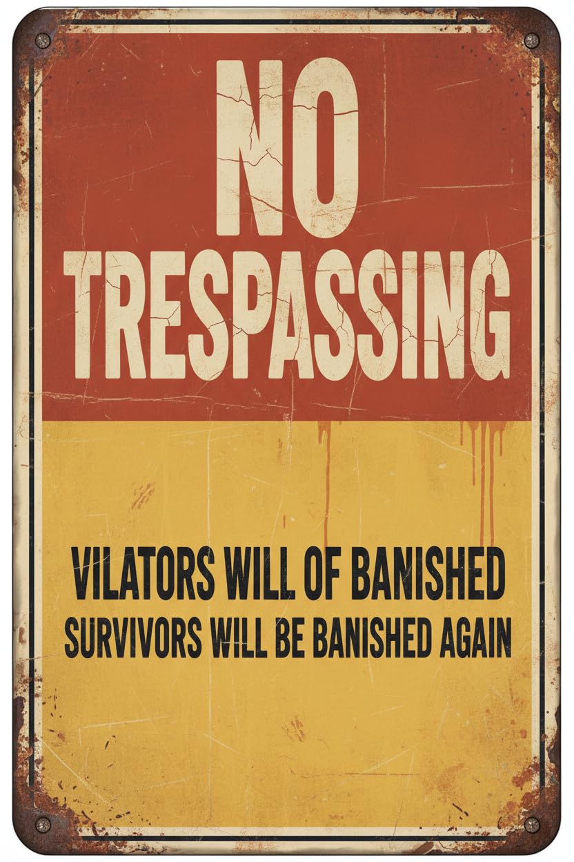 Vintage Metal Tin Sign No Trespassing Warning Signs Funny Private Property Metal Tin Sign 8X12 Inches Aluminum Custom Private Property Signs Outdoor