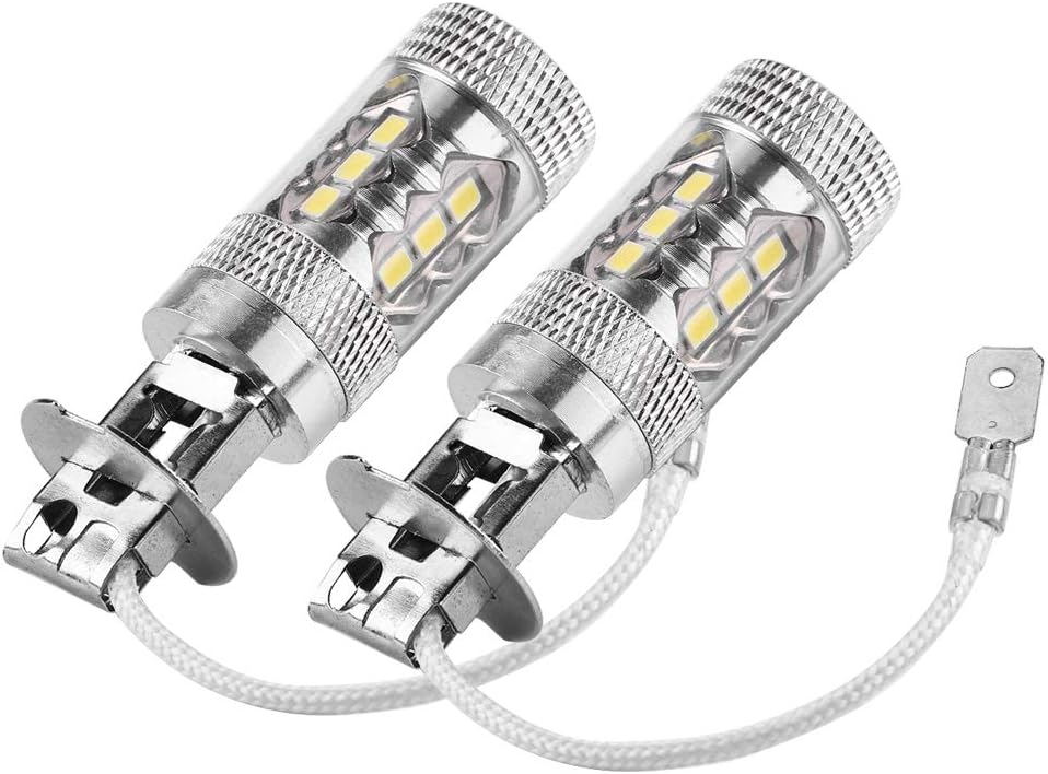 2-Pack H3 LED Fog Light Bulbs - Super Bright White 15W, For Fog & Driving Lights (Not Headlights)