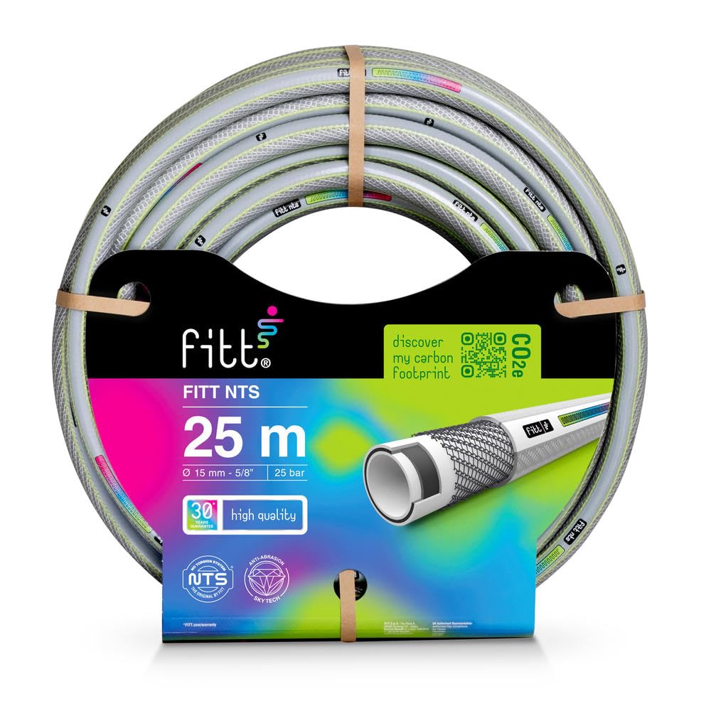 FITT NTS GREY 5/8" (15 mm) 25m - Tuyau d'arrosage équipé pour Les Jardins, Robuste pour Usage intensif
