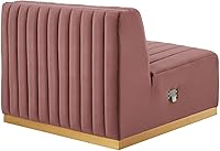 Vista 90 de Modway Conjure - Sofá seccional tapizado de terciopelo de alto rendimiento, con canal, silla sin brazos en negro y gris