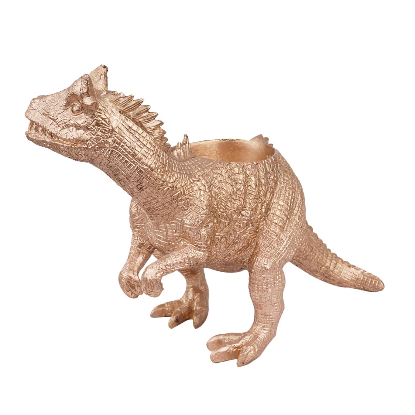 ibasenice Kreativer Dinosaurier Tischblumentopf aus Kunstharz, Gold | Sukkulenten und Kleine Blumen, Dekorativ für Fensterbänke und Tische, 1 Stück