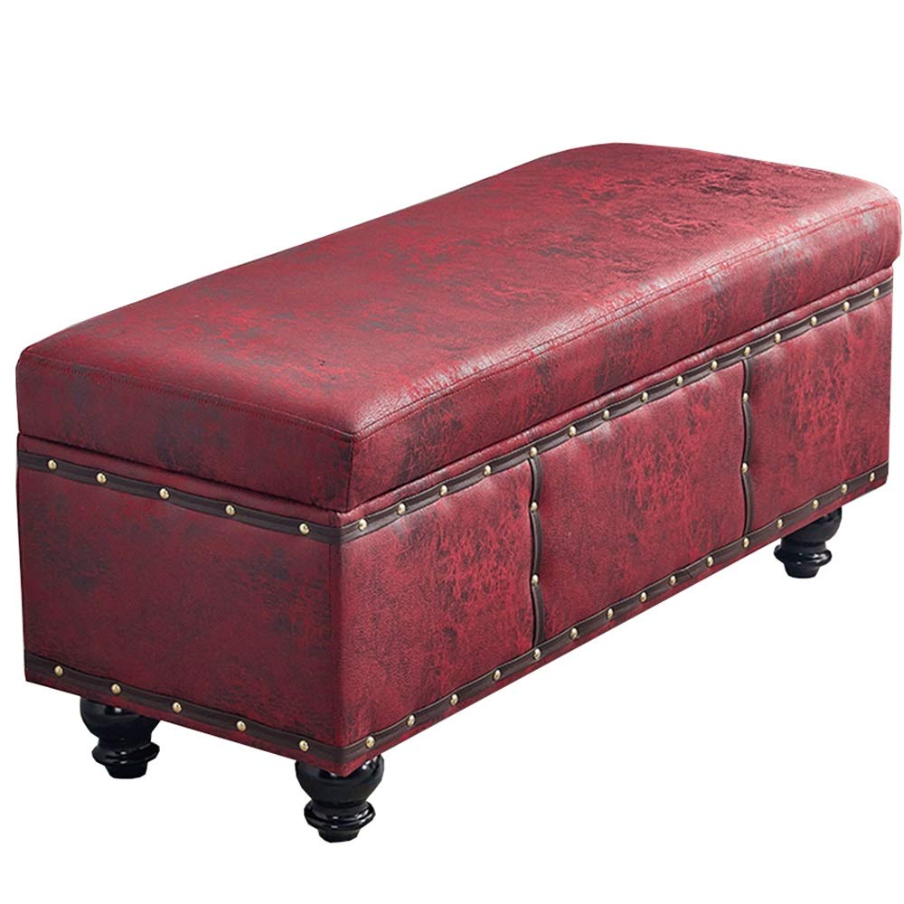 Repose-pieds avec rangement en bois massif pour salon et tabouret de chambre