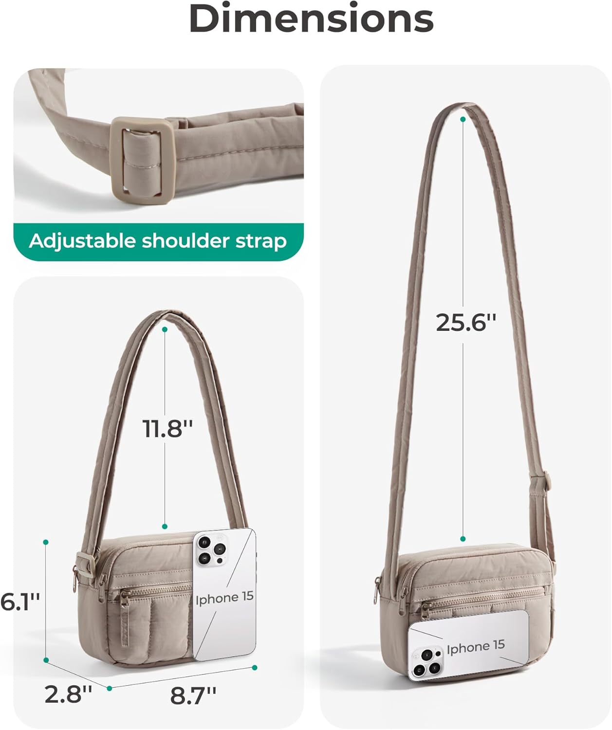 BAGSMART Cross Body Purse, Mini Crossbody Bags for Women Travel Purse, Puffy Shoulder Handbag Wallet with RFID Blocking Slots, Dark Pink-small - Image 6