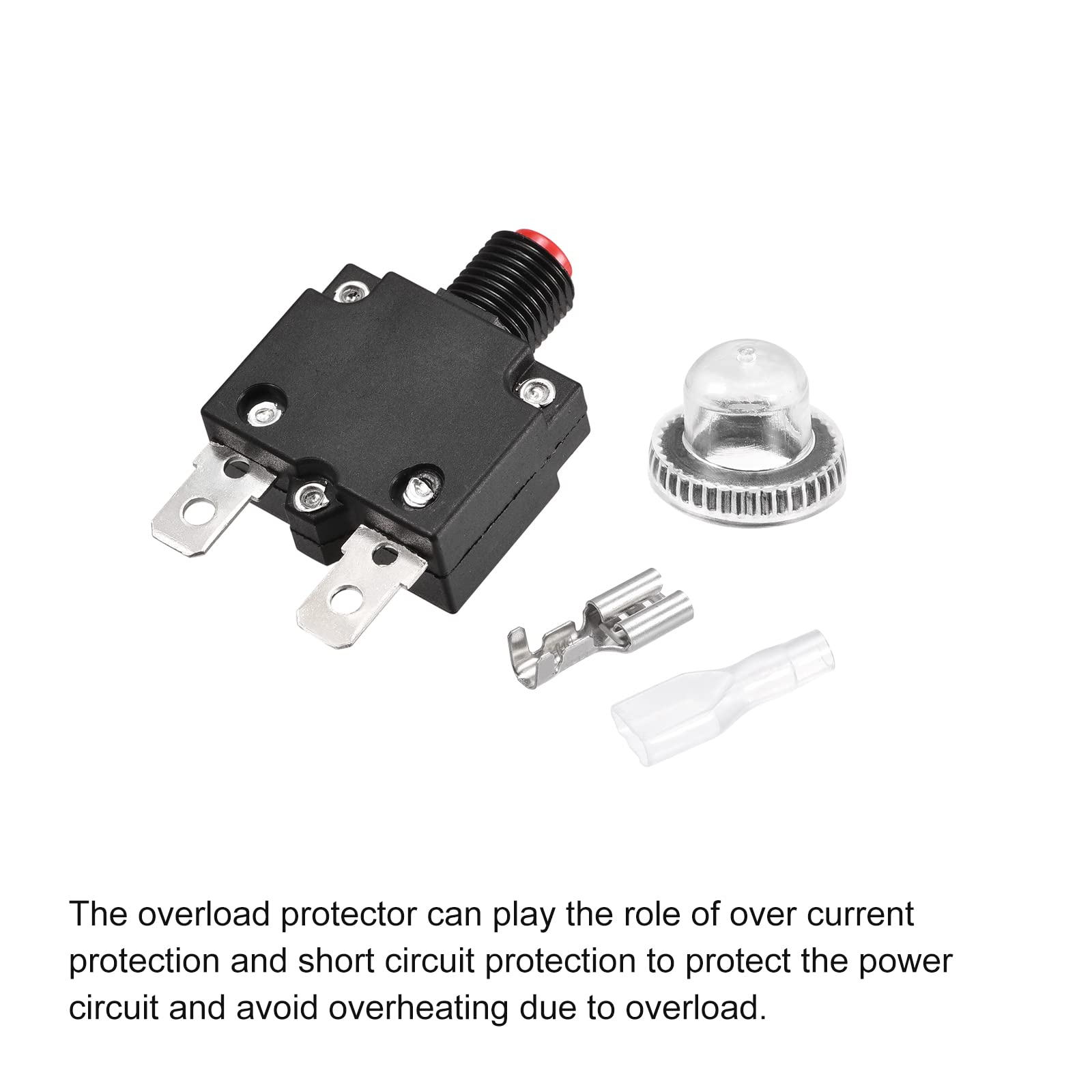 MECCANIXITY 5PCS 10A Thermal Circuit Breakers 125/250V AC 32V DC - Manual Reset Push Button With Waterproof Caps