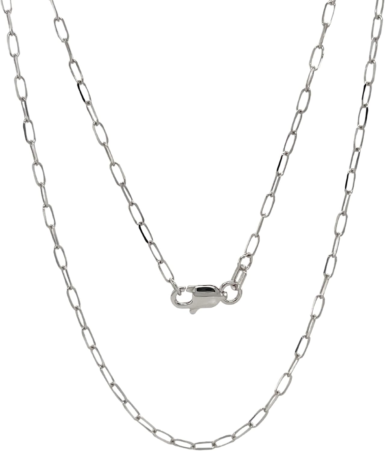 JEWELHEART 14K Solid Gold Cable Chain for Women, 1.7mm Diamond Cut Paperclip Link, Yellow or White Gold Pendant Necklace, Lobster Clasp, 14" up to 24"