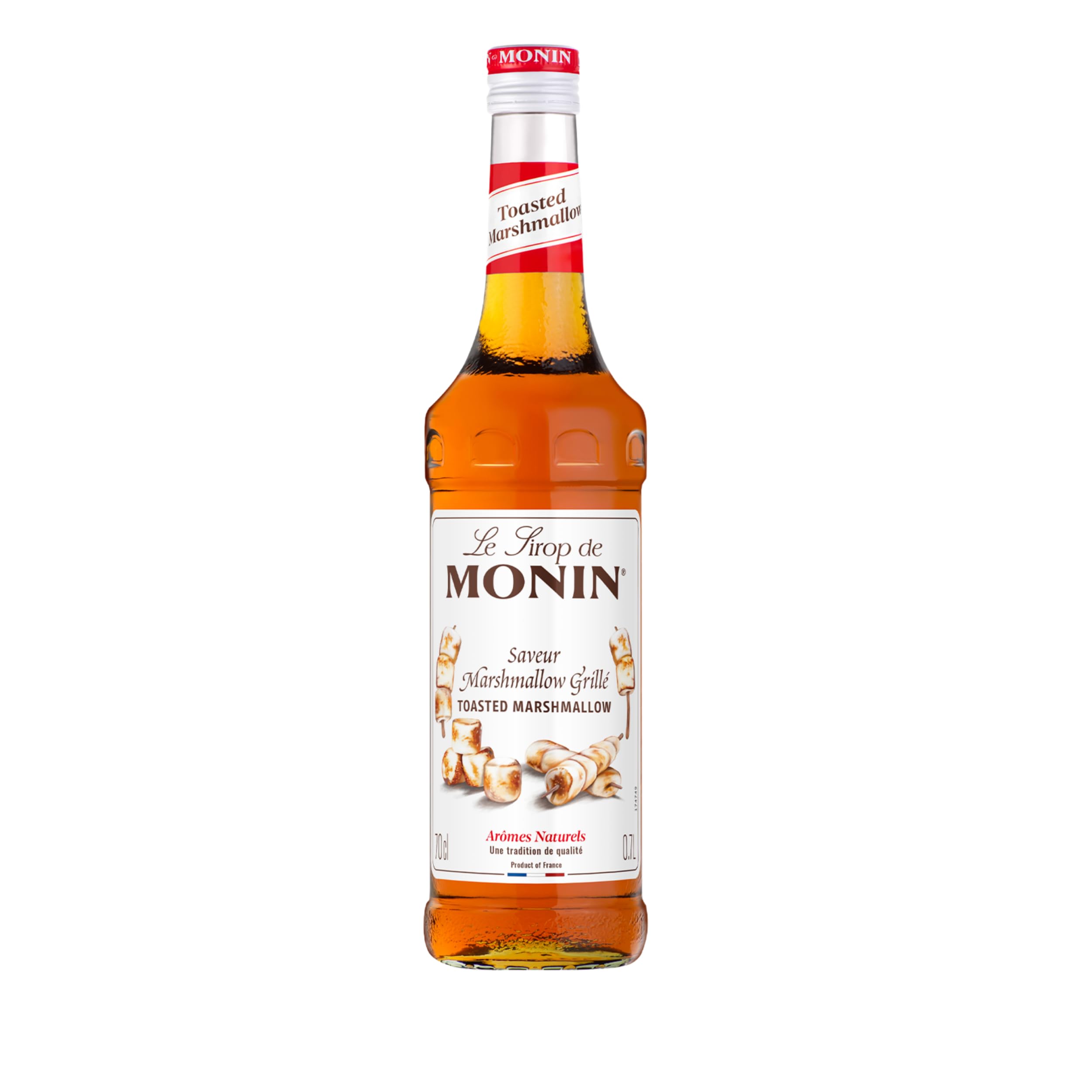 MONIN - Jarabe Sabor Marshmallow Tostado & Jarabe de sabor enrollado con canela - Para café, chocolate caliente, Capuccino o Latte - Aromas naturales - Botella de cristal - 2 x 70 cl