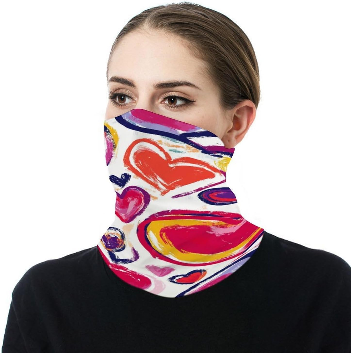 Art Love Heart Pattern Neck Gaiter Windproof Face Mask Bandanas for Men Women Cold Weather Scarf