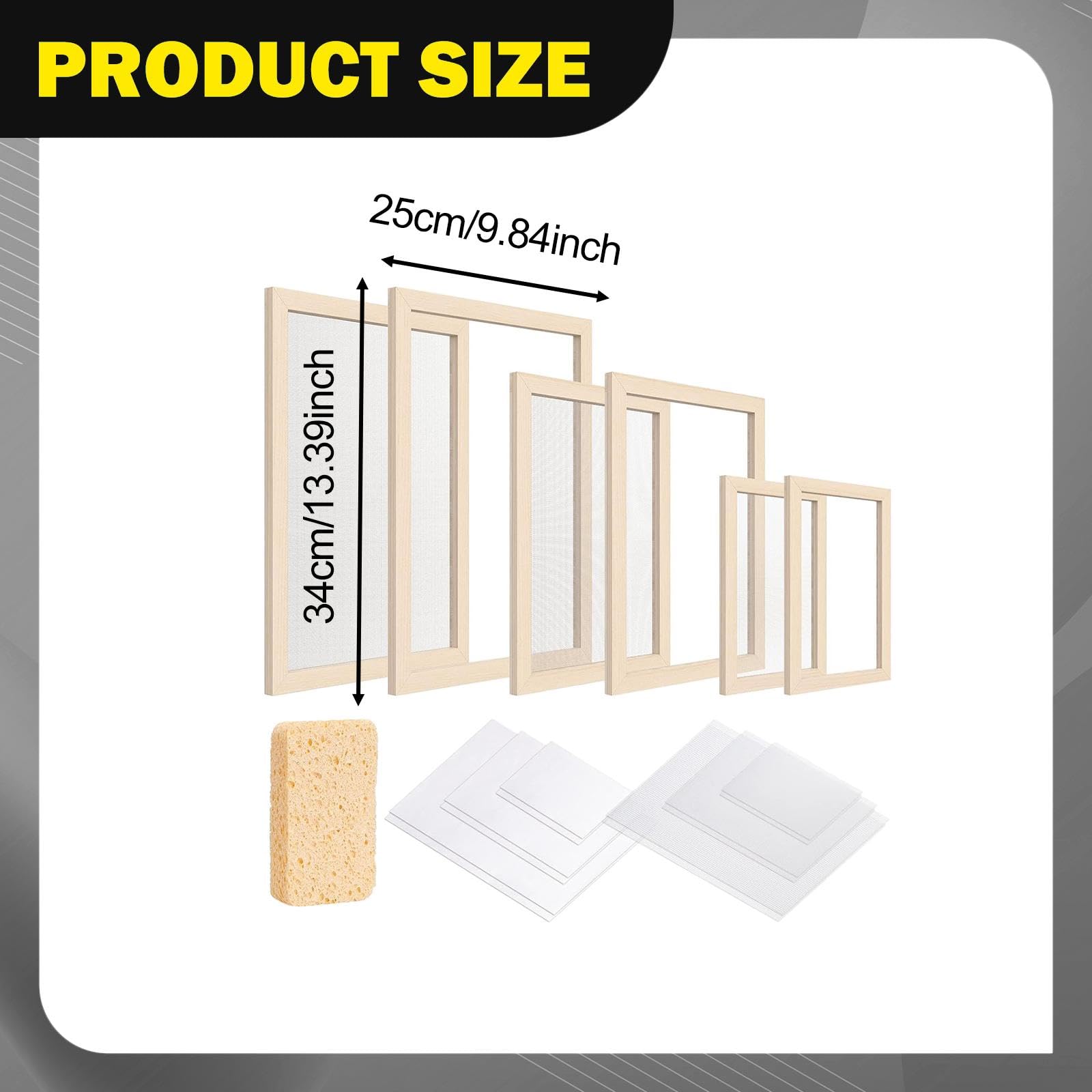 perfk Kit de de Madera para Hacer Papel (tamaños A4, y A6), Herramientas educativas con Papeles absorbentes, Ideal para Crear Pantallas para