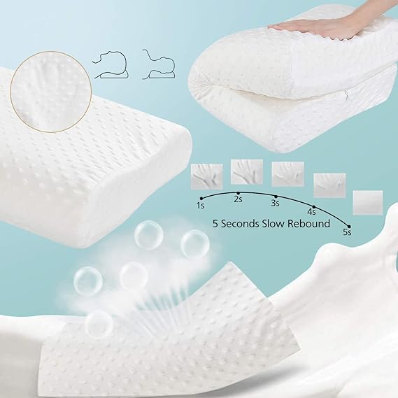 Isincer Memory Foam Comfort Therapy Orthopaedic Pillow With Washable Breathable Pillowcase Hypoallergenic Pillow Neck Support For Back Stomach Side Sleepers 55 35cm Amazon Co Uk Home Kitchen