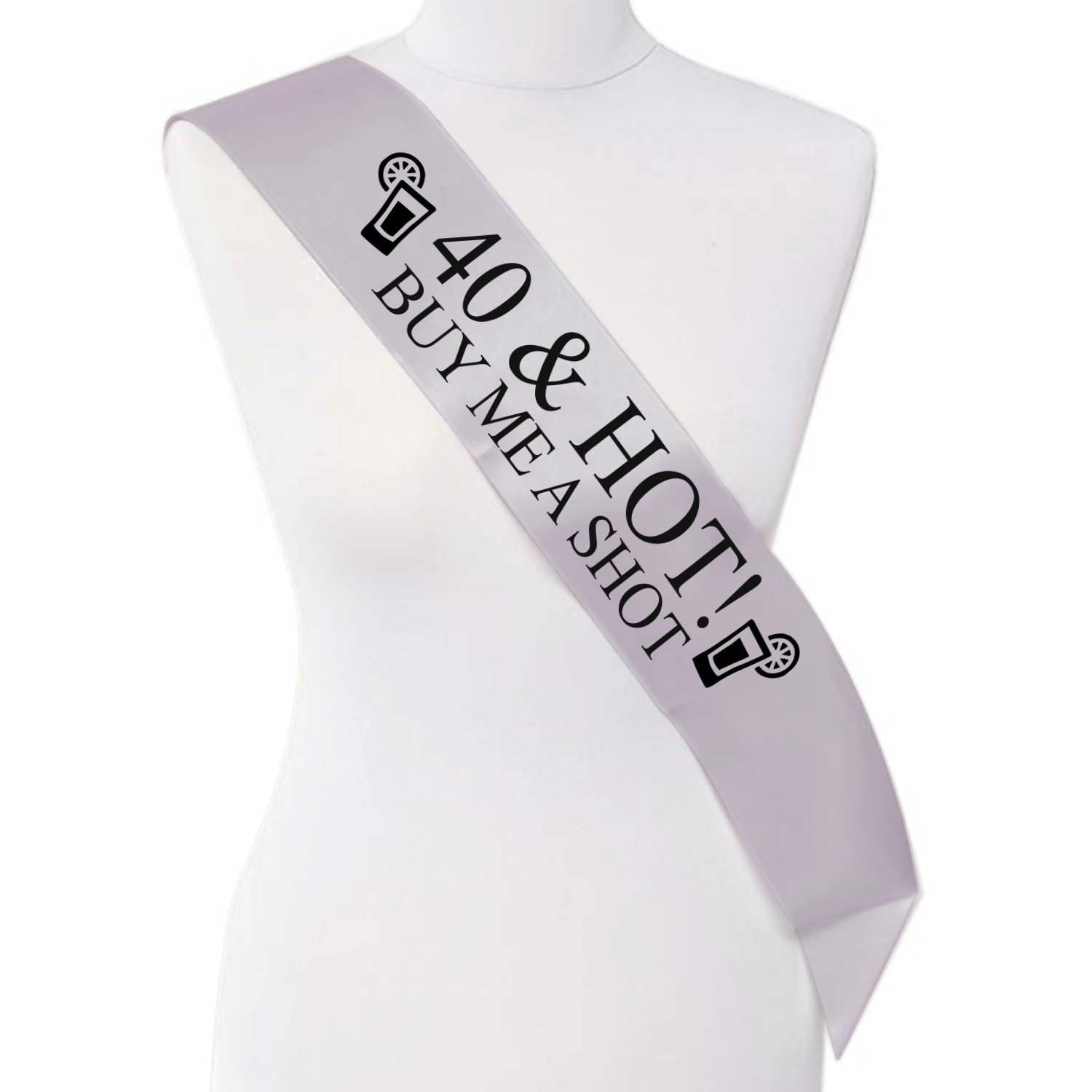 Smartypants Girls Silver 40 & Hot Buy Me A Shot Birthday Night Out Naughty 40'S Sash Banner Ribbon