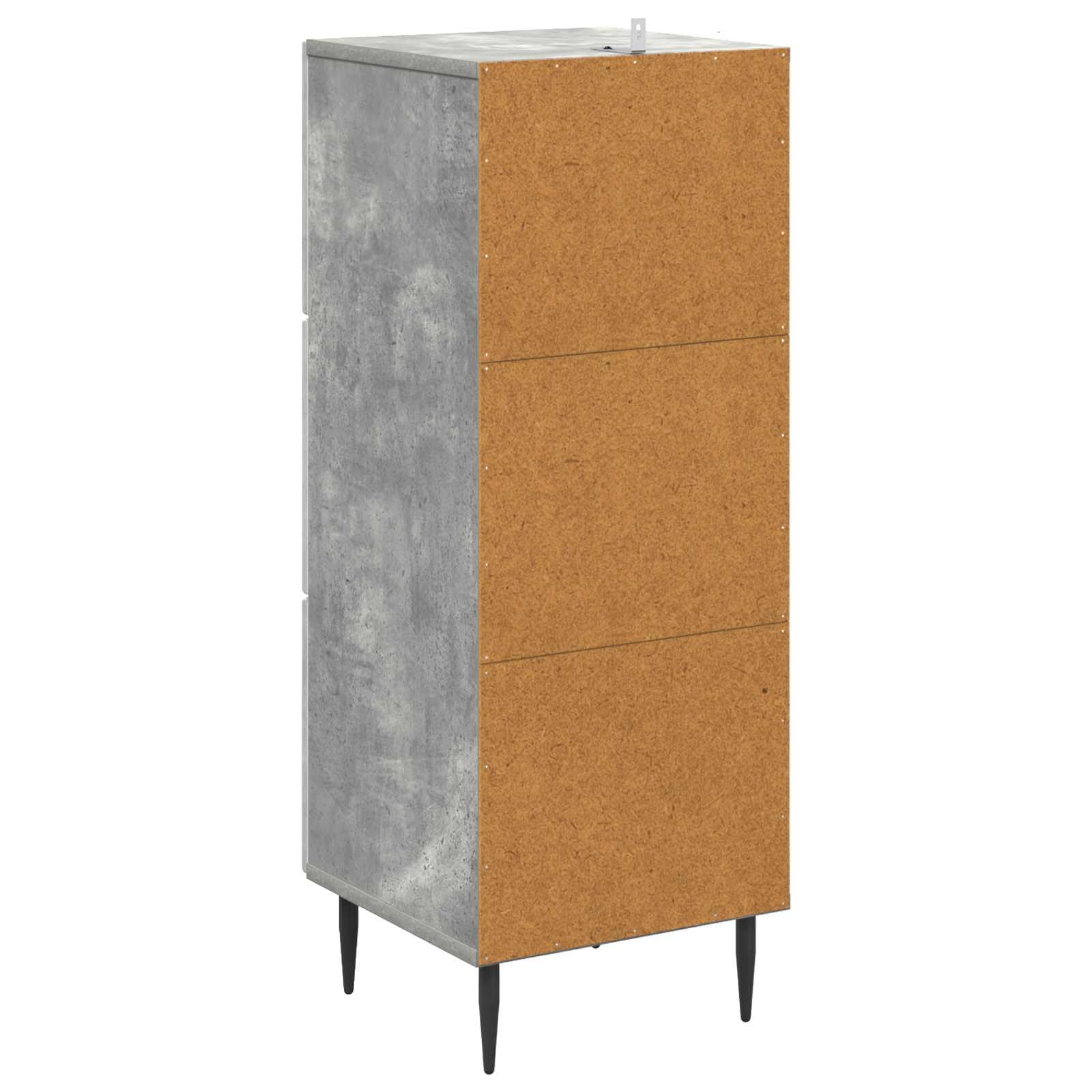 Cassettiera in legno grigio cemento, 33 x 34,5 x 89,5 cm, con 3 cassetti, ideale per soggiorno, ufficio, corridoio, soluzione di ordine, versatile e robusta cassettiera