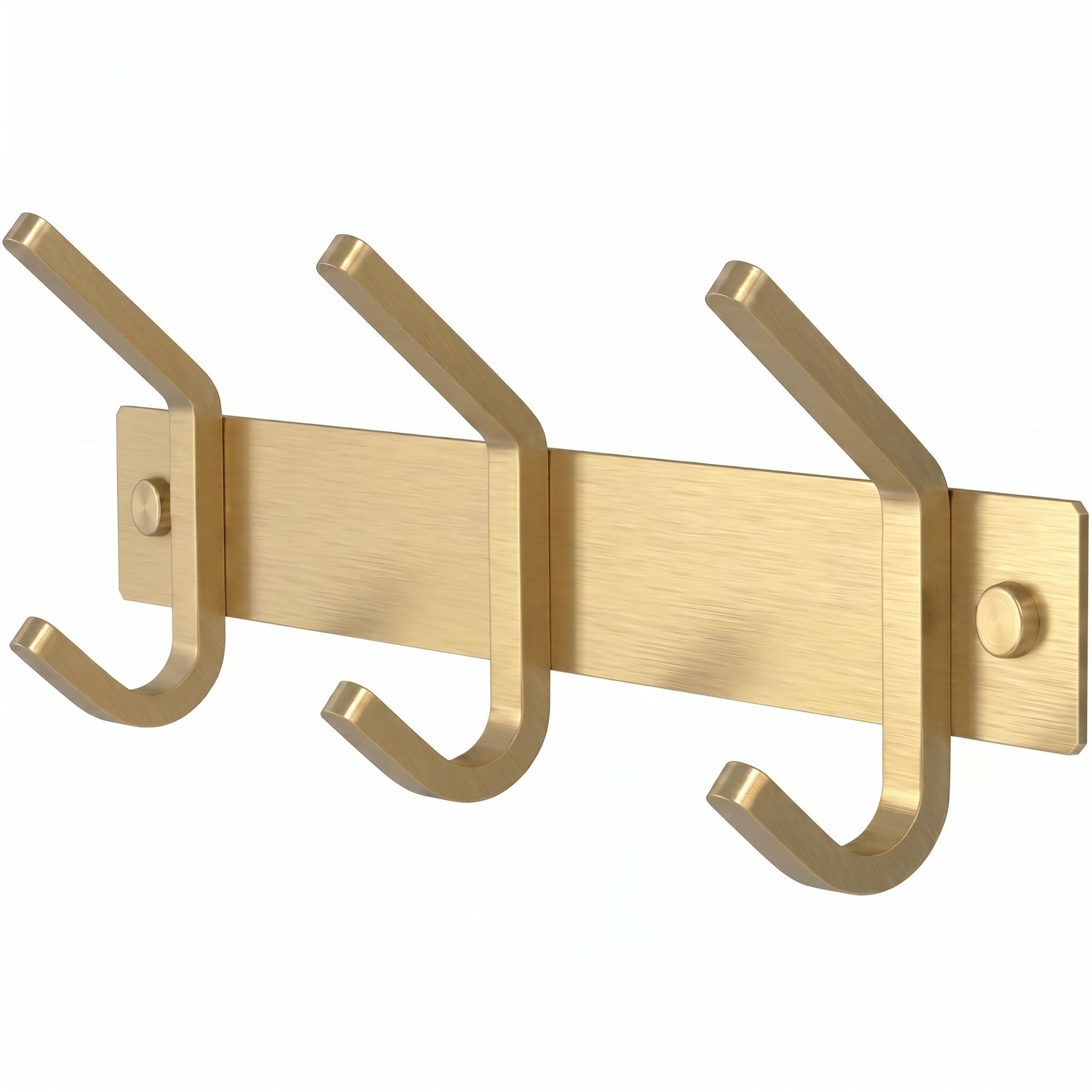 SAYONEYES Brushed Gold Small Coat Rack Wall Mount – 9 Inch Stainless Steel Rail with 3 Double Coat Hooks for Entryway, Bathroom, Bedroom, Kitchen – Modern Gold Hook Rack for Coats, Hats, Towels