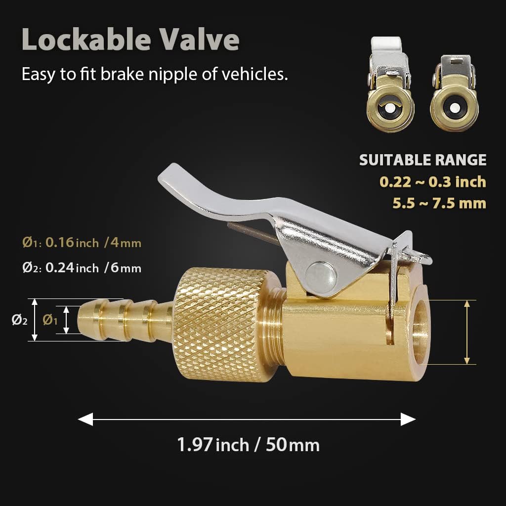 FIRSTINFO A11525B High Pressure Brake Bleeder Accessory, Lockable Brake Bleeder Valve/Clamp for Brake Nipples | Suitable Range 0.22~0.3 inches