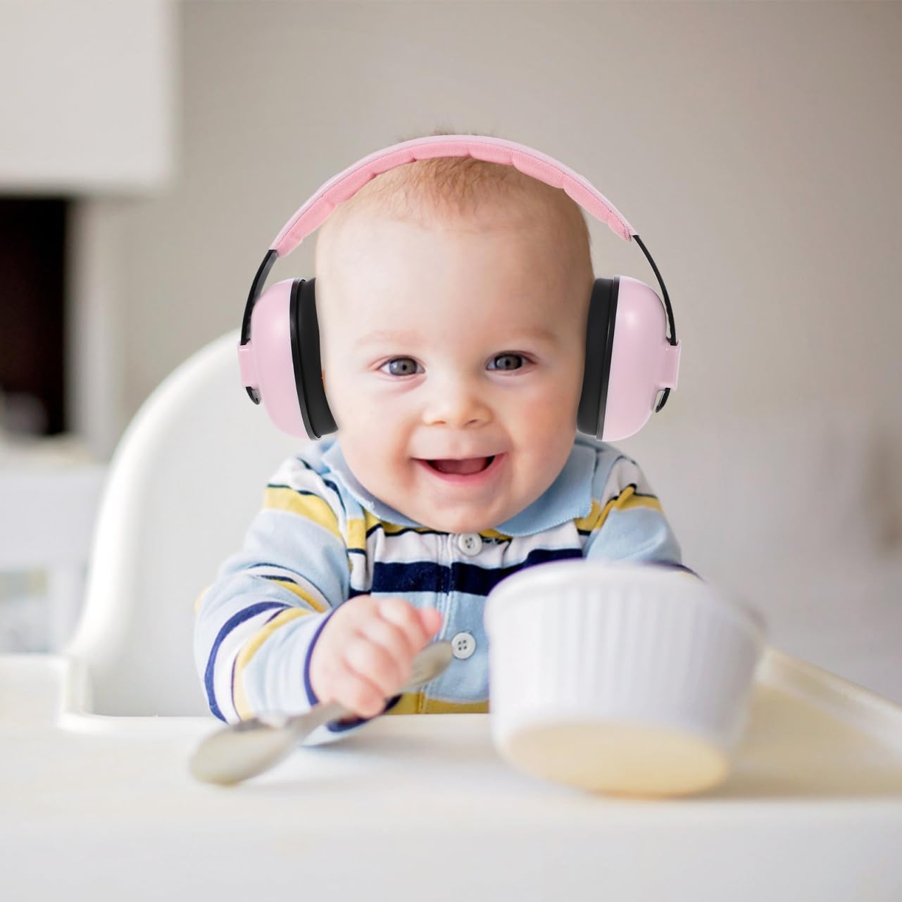 Hearing Protection Earmuffs Noise Reduction Earmuff Adjustable Headband Pink for Sleeping and Babies