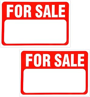 2pcs for Sale Car Sticker, 12.01x8in/30.5x20cm Self-Adhesive Sale Vehicle Window Sticker Large Space for Handwriting Garages Home Boats Advertising Indoor Outdoor Signage (Red)