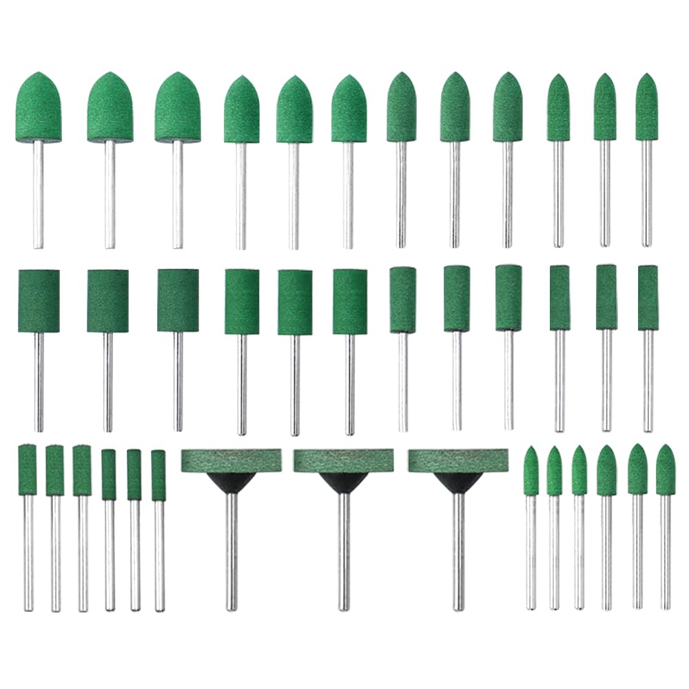 Treki 39-teiliges Schleif- Und Polierspitzen-Set – Gummi-Polierköpfe Mit 3mm Schaft, Für Drehwerkzeuge & Bohrmaschinen