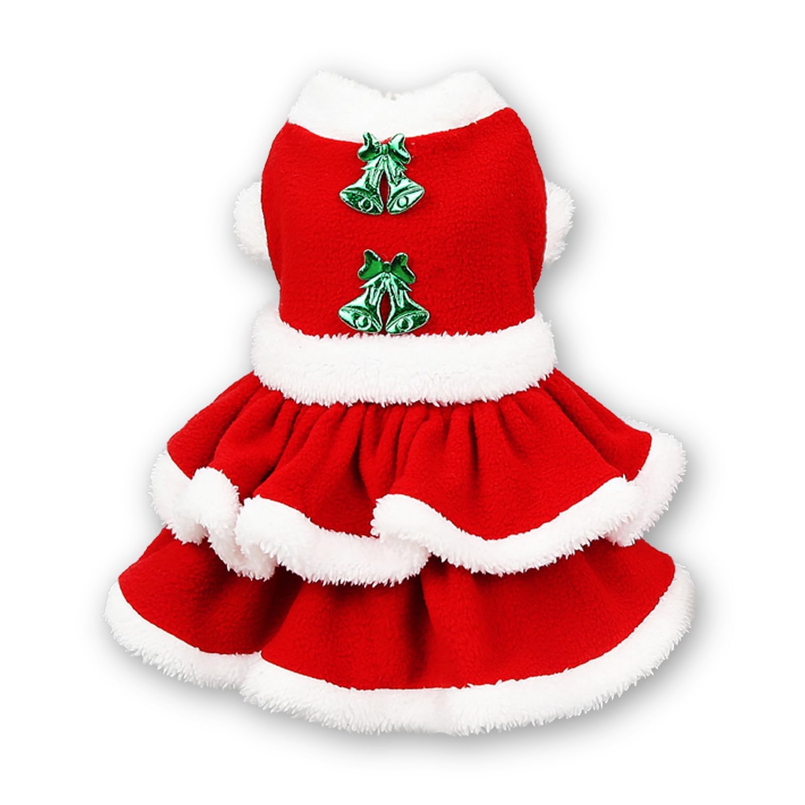 Robe de Noël pour chien et chat DELIFUR en velours rouge | Taille L
