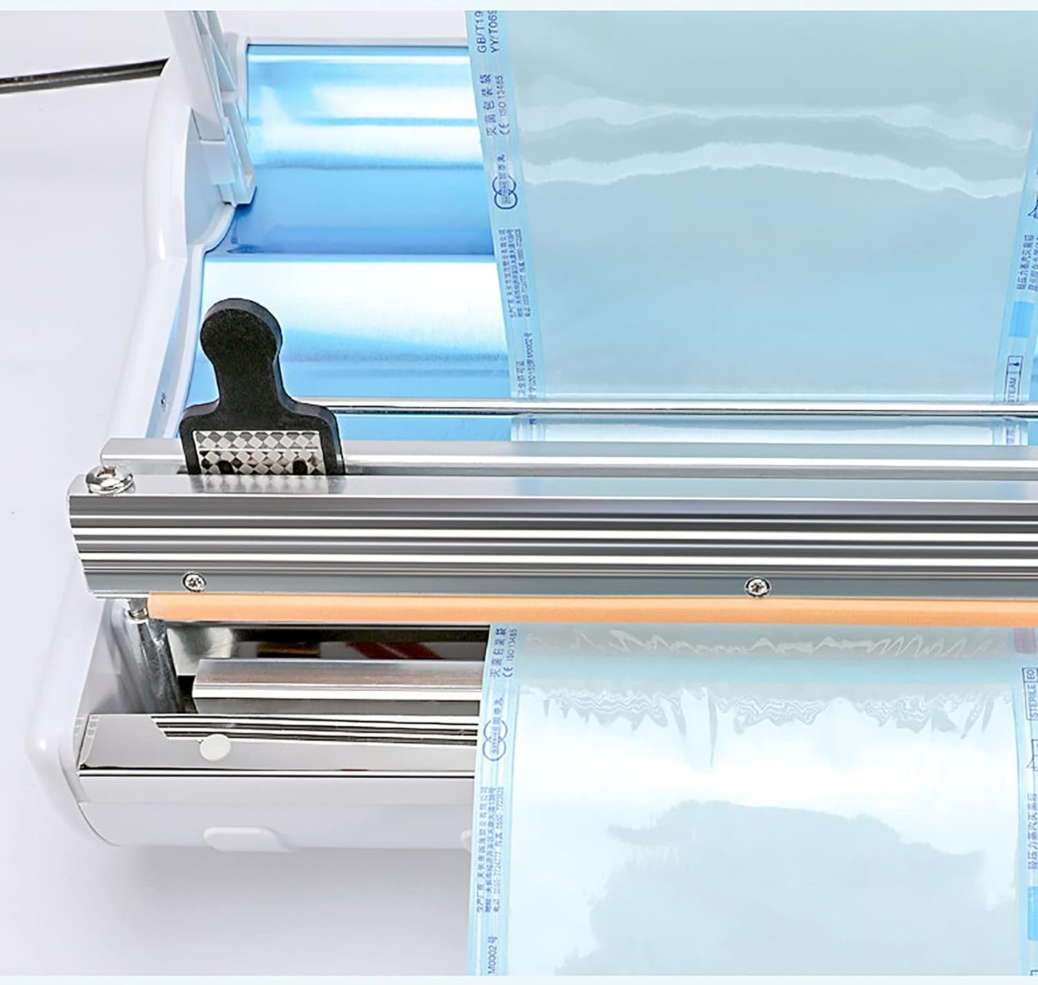 Máquina Selladora de Bolsas de Esterilización, Instrumentos de Envoltura Portátiles de 400W con 1 a 6 Engranajes en el regulador de Temperatura, con una Temperatura máxima de 300℃.