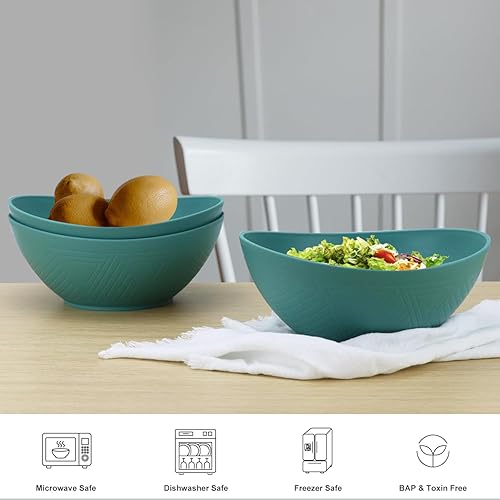 Miniatura 3 de PYRMONT Tazones de sopa, cuencos de paja de trigo, juego de 4 cuencos de ensalada irrompibles de 65 onzas, cuencos de cocina apilables para servir,