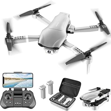 F3 4DRC Drone, Equipped with GPS, FHD FPV 4K, 120  Wide Angle HD Camera, 2 Batteries, 30 Minutes Flight Time, 90  Adjustable Dual Camera, Real-Time Transmission, Foldable, Altitude Hold, Automatic Return Mode, Altitude Hold, Storage Case Included, 2.4 GHz Domestic Certified