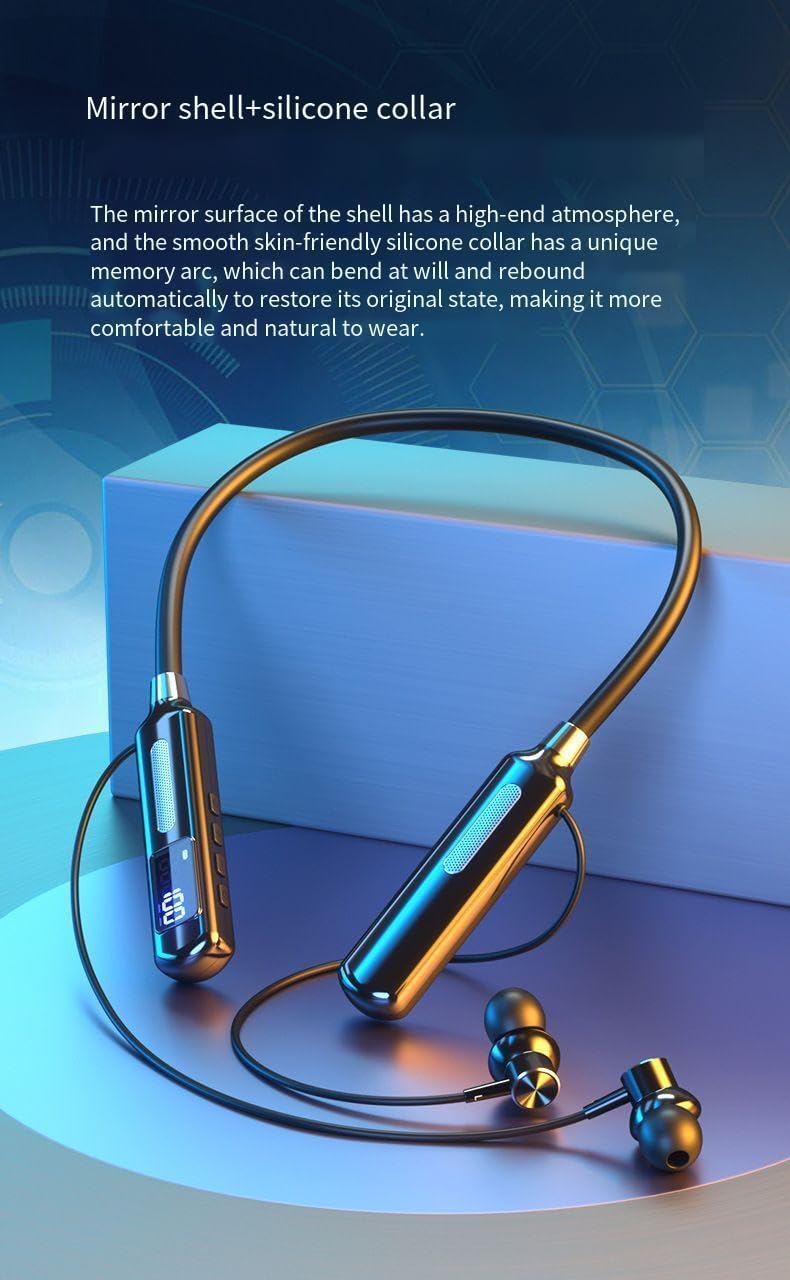Sport Neckband Headphones Bluetooth 5.3 in Ear 100 Hours Working Time with LED Battery Indicator Magnetic Neckband,TF card can play music Wireless Stereo Headset IPX5 Waterproof for Sports/Workout