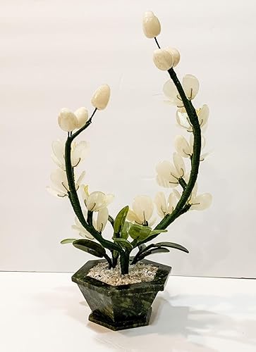 Miniatura 3 de 1 cesta decorativa de piedra de jade con diseño de árbol bonsái de orquídea artificial