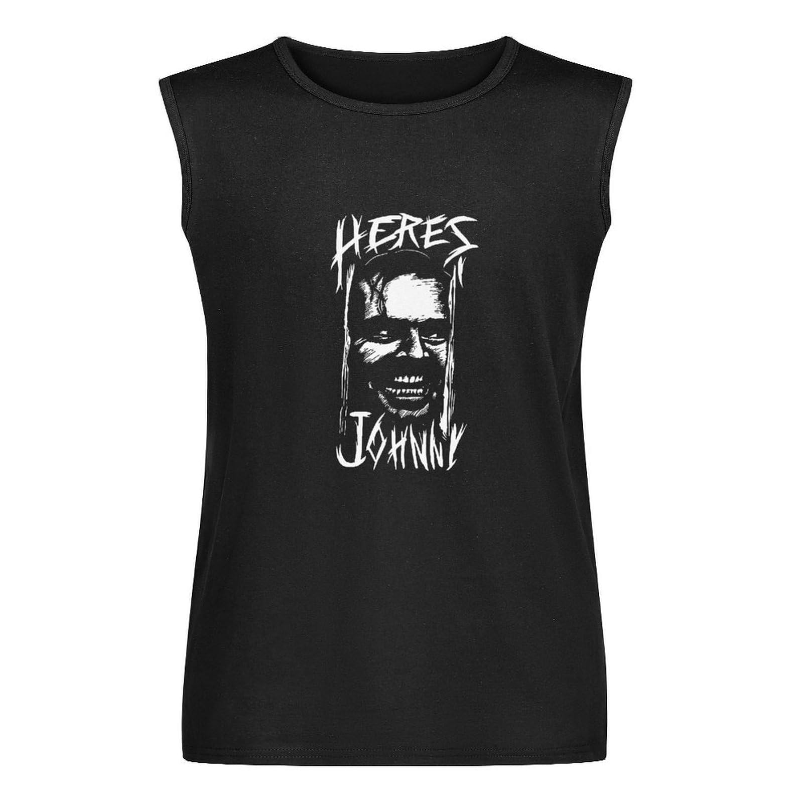 Here's Johnny T Shirt The Shining Horror Creepy Cult Film Movie 80'S Sleeveless Vest Tank Top Black L