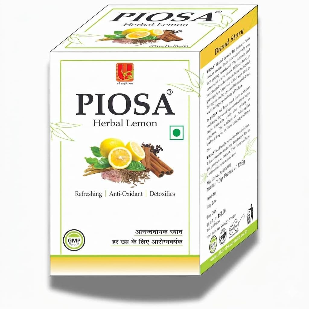 PIOSA Herbal Lemon | 15 Sachet x (7.5 Gram Each) | Pack of 2 | Premix Powder | Refreshing | Anti-Oxidant | Detoxifies |-image-46