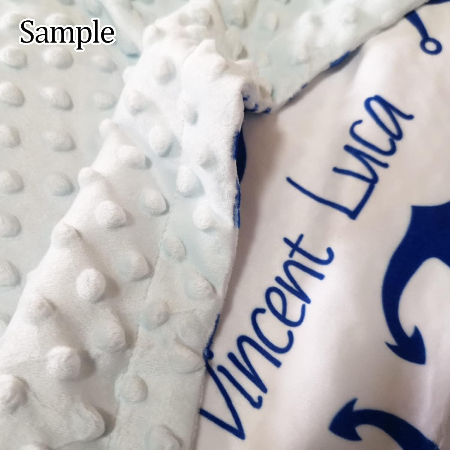Personalized Baby Blanket with Name and Anchor Navy Patterns Printed, Stroller or Baby Crib or Toddler Bed Blanket Plush Minky Throw, 30" X 40"