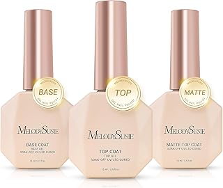 MelodySusie No Wipe Glossy Top Coat Base Coat Matte Top Coat Set Long La...