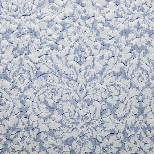 Waverly Dashing Damask Soft All Season Lightweight 3 Piece Quilt Bedspread Set, King, Porcelain #TOP3